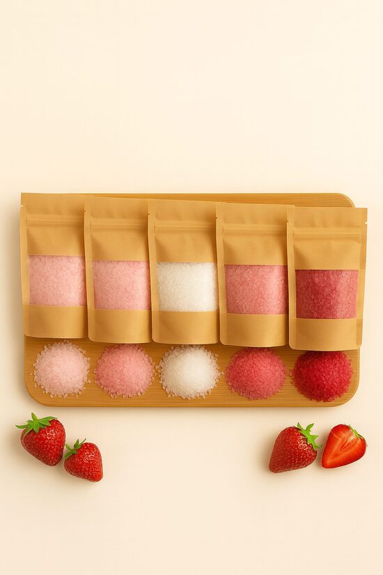 Dekoratīvais aromātiskais jūras sāls ZEMENE, sārti-rozā (5x150g)